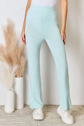 RISEN Women's High Waist Ultra Soft Flare Knit Pants - Comfort & Style